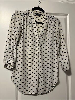 Dorothy Perkins White Button-Down Shirt with Heart Print